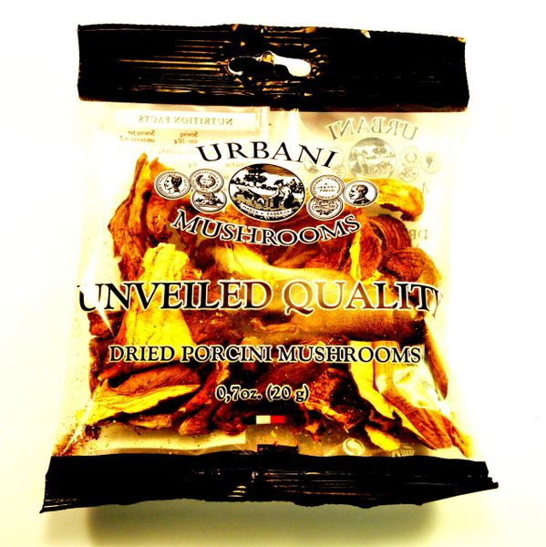 Urbani Dried Porcini Mushrooms in a 20g plastic packaging