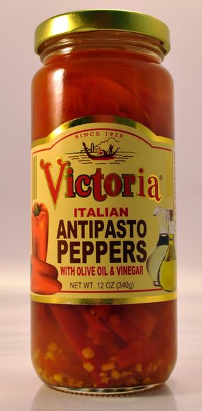 Victoria Antipasto Peppers in a 12oz bottle