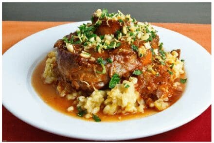 Osso buco with risotto and herb gremolata