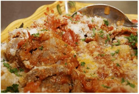 Italian meatballs in tomato sauce with Parmesan