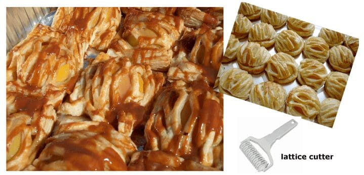 Caramel drizzled mini lattice pies and cutter
