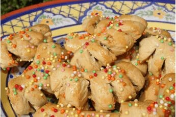 Twisted sugar cookies with colorful sprinkles