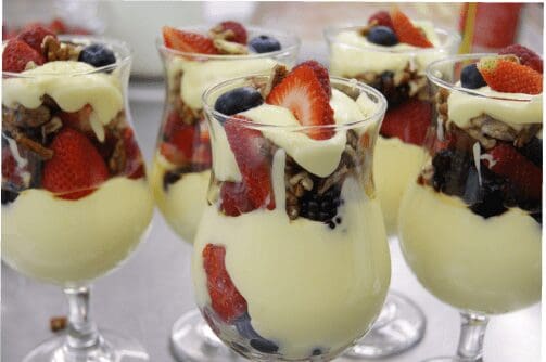Berry and custard parfaits with nuts