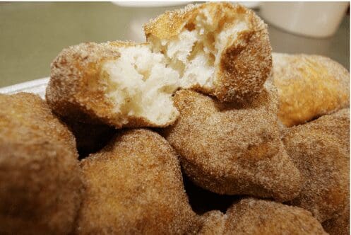 Cinnamon-sugar fried donut holes with fluffy center