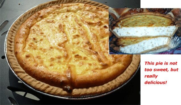 Baked custard pie with golden crust