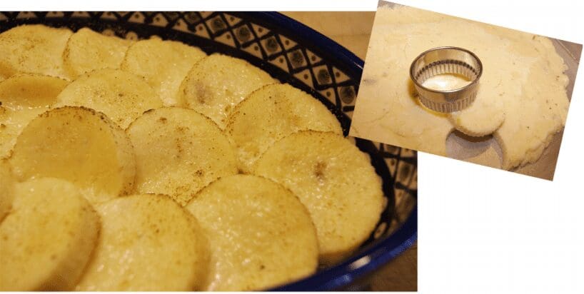 Round cutter and homemade sugared cookies