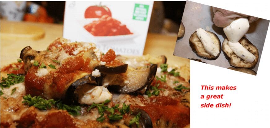 Cheesy baked stuffed mushrooms with tomato sauce