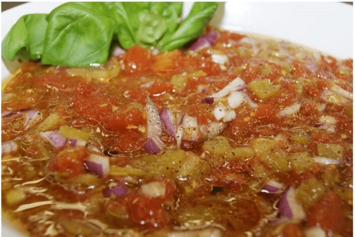 Fresh tomato and red onion salsa with basil