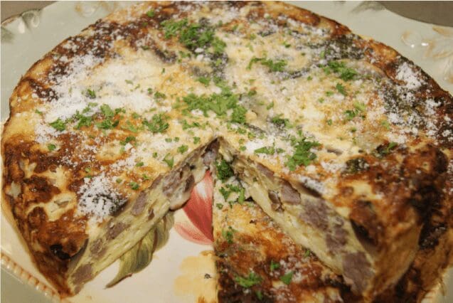 Spanish tortilla with potatoes and parsley